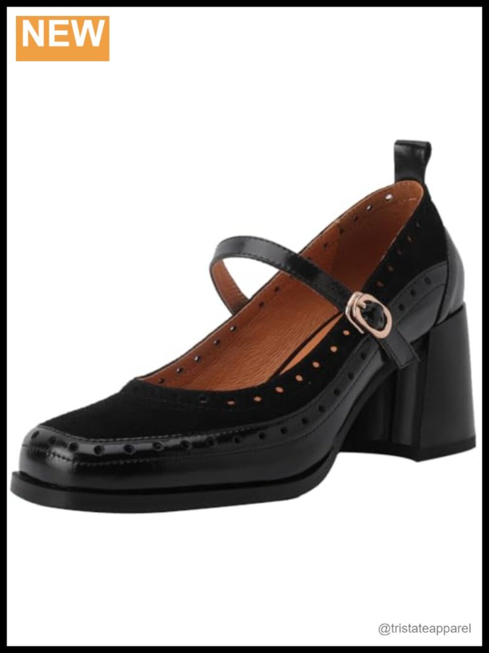 Womens Mary Jane High Heel Square Toe Oxfords Dress Shoes Leather
